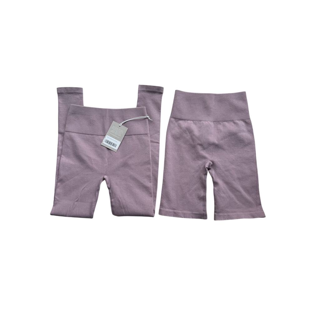 NWT Everlane Seamless Active Set XS/S Leggings Bike Shorts Mauve Purple